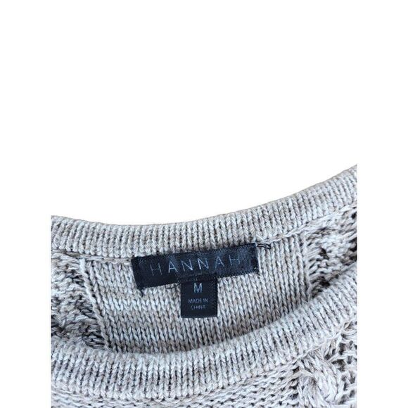 Hannah Knit Sweater‎ Women Sz M Long Sleeve Tan Everyday Boho - Picture 6 of 6